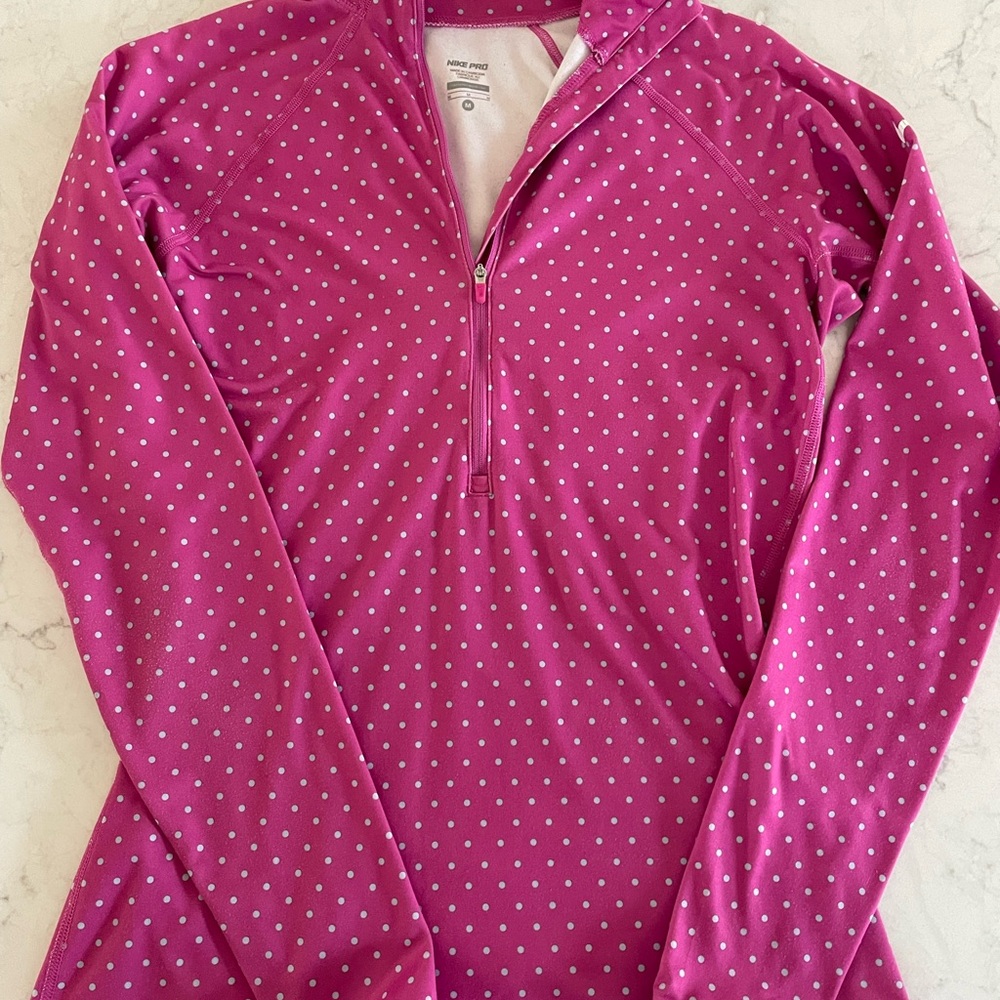 Nike Pink Polka Dot Long Sleeve Top
